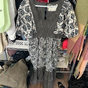 Midi Anthropologie puff sleeve dress